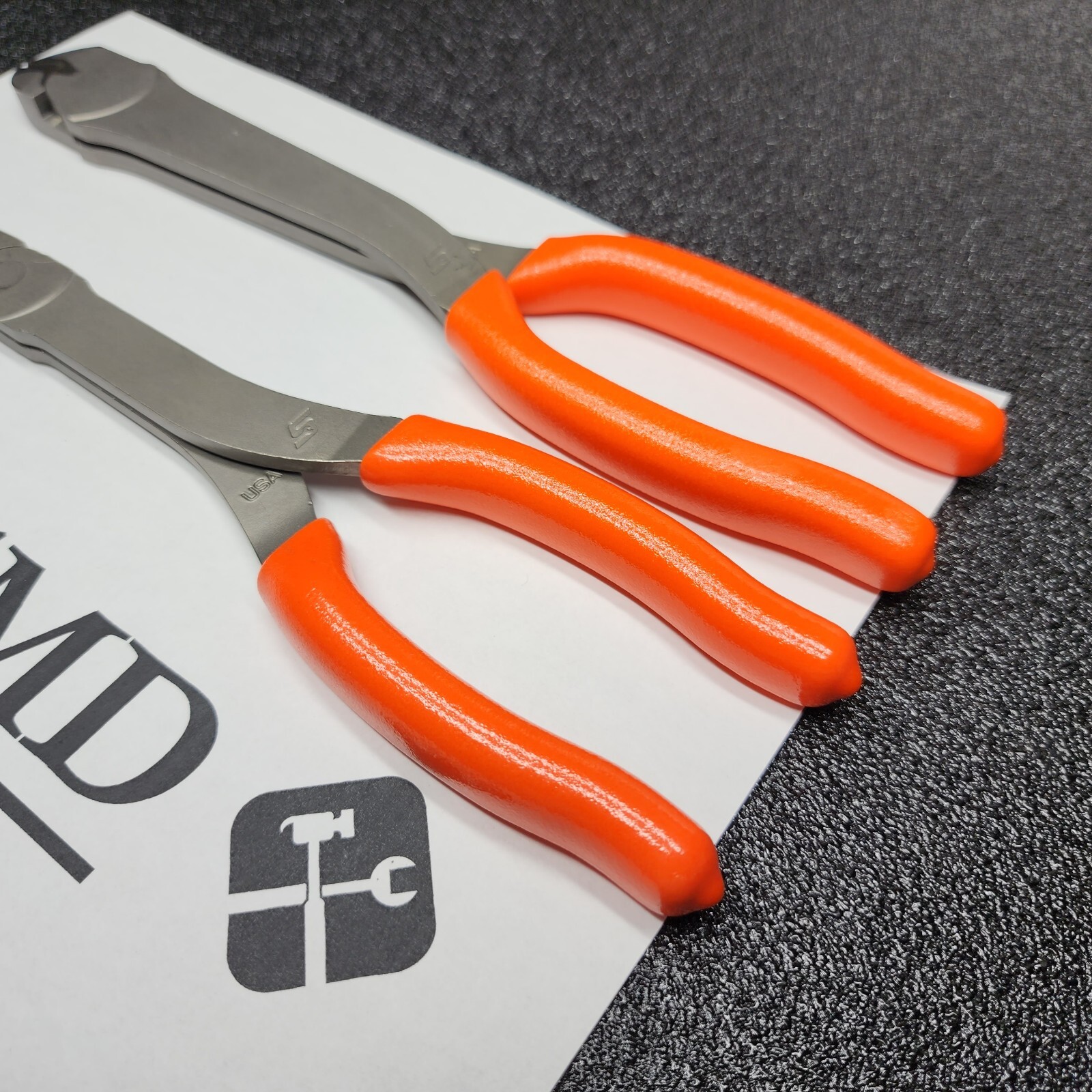 Snap-on Tools NEW 2pc ORANGE Long Needle Nose Plier / HD Cutter Set 312CF 911ACF