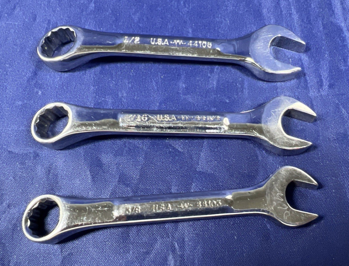 Set Of 11 Craftsman USA 12pt SAE Stubby Combination Wrench Set VV Series