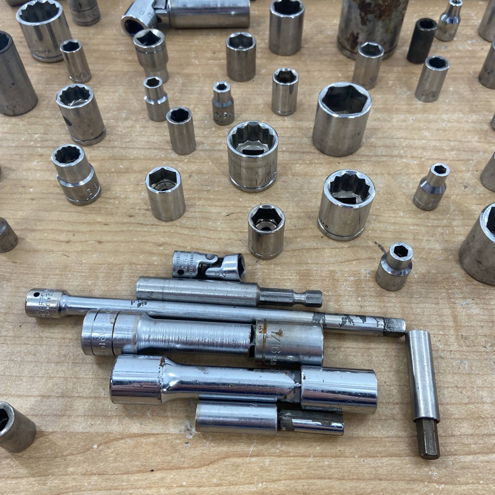 Large Lot Of 60+ Sockets Swivels Various Brands And Sizes Craftsman