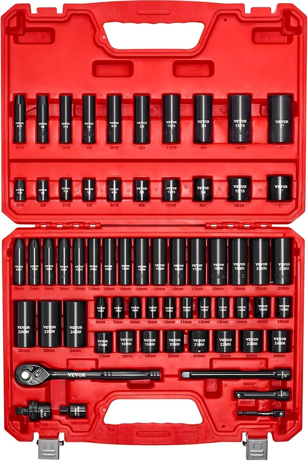 Vevor 64-Piece Impact Socket Set, 6-24mm Metric Size