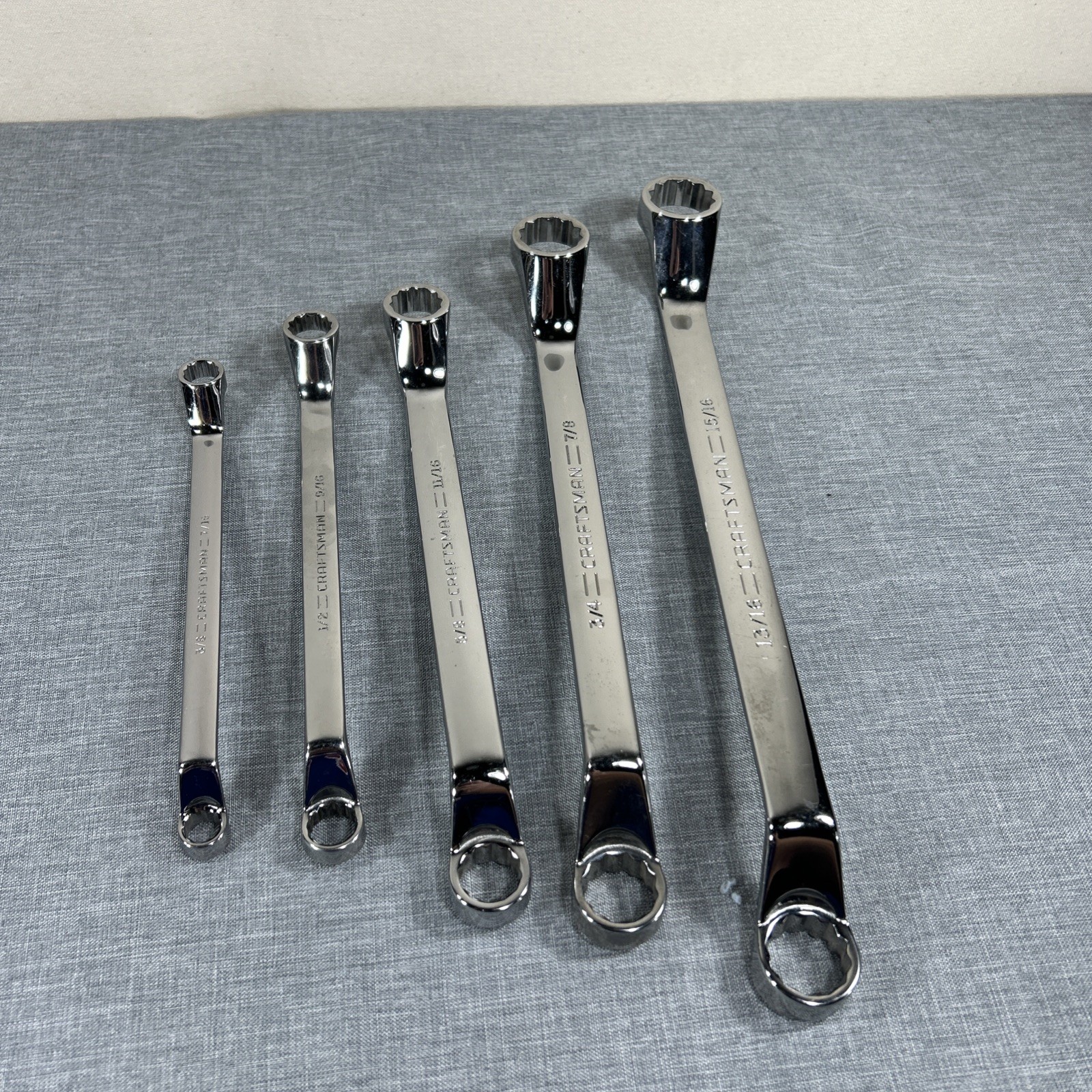Craftsman USA 5pc SAE 44349 VA Professional Polished Deep Offset Box Wrench Set