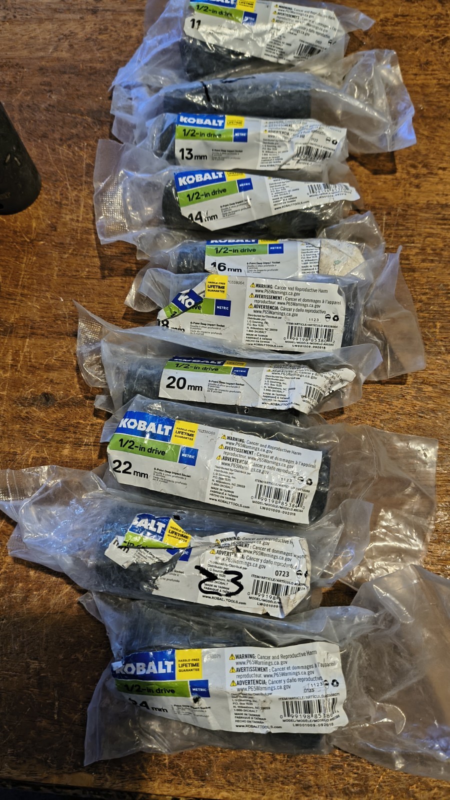 Lot Of 10 Kobalt Metric Deep Impact Sockets 1/2″ drive