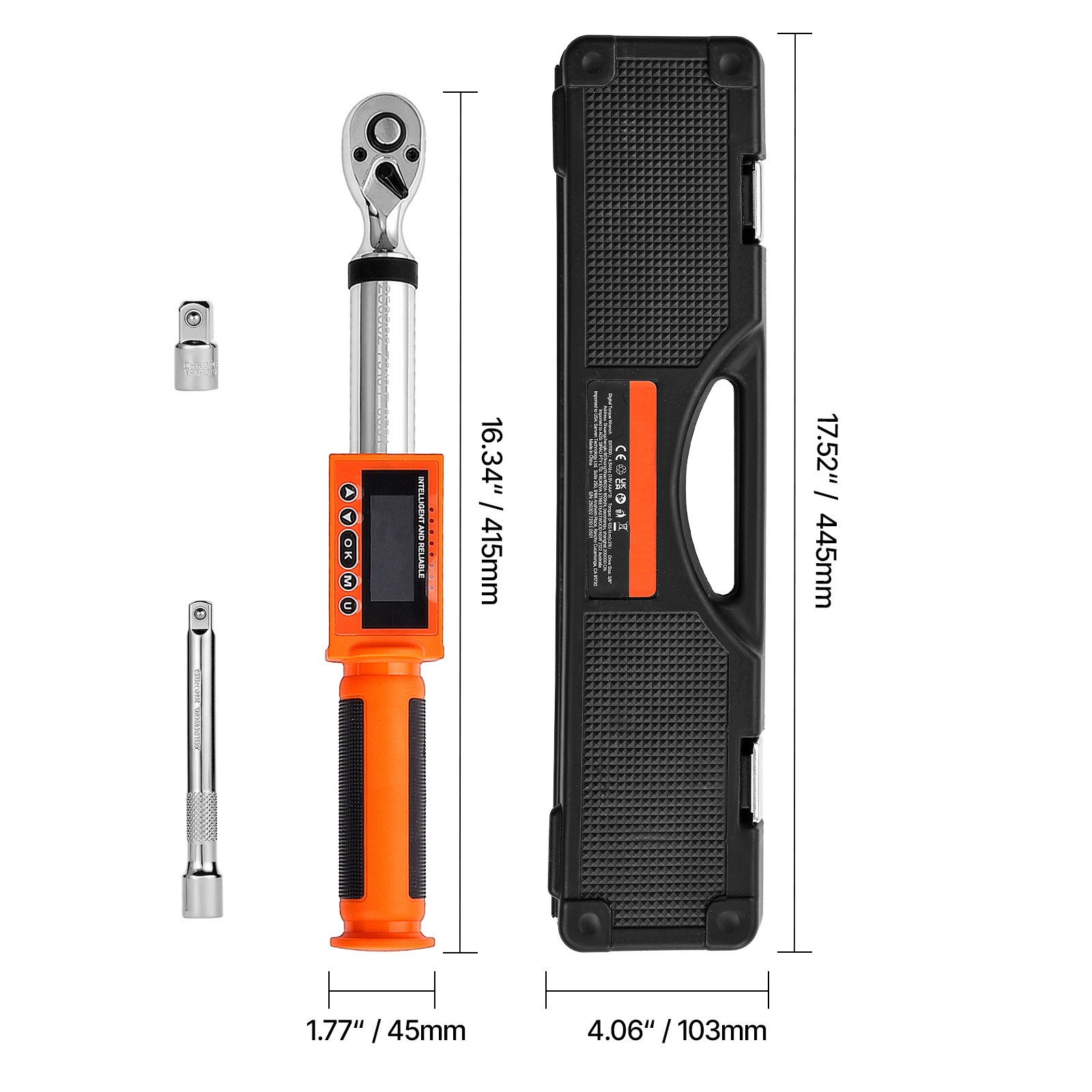 Digital Torque Wrench 3/8 Inch Drive 0-99.57 lbf-ft / 0-135 N.m 72-Tooth LED