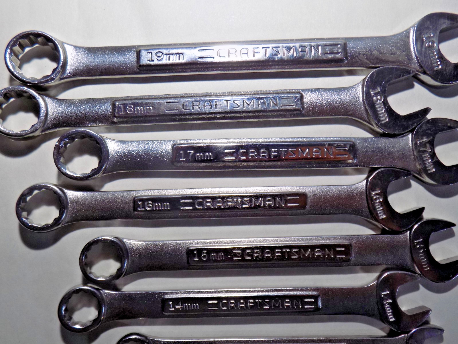 A++ Near Mint 13 Pc. USA Craftsman -VA- 7-19MM Satin Finish Combo Wrench Set-A++