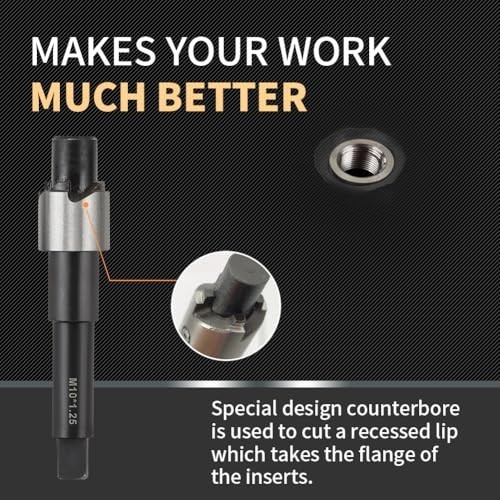 M10X1.25 Thread Repair Kit – 14mm Stainless Steel Inserts, HSS Drill & Tap Set,