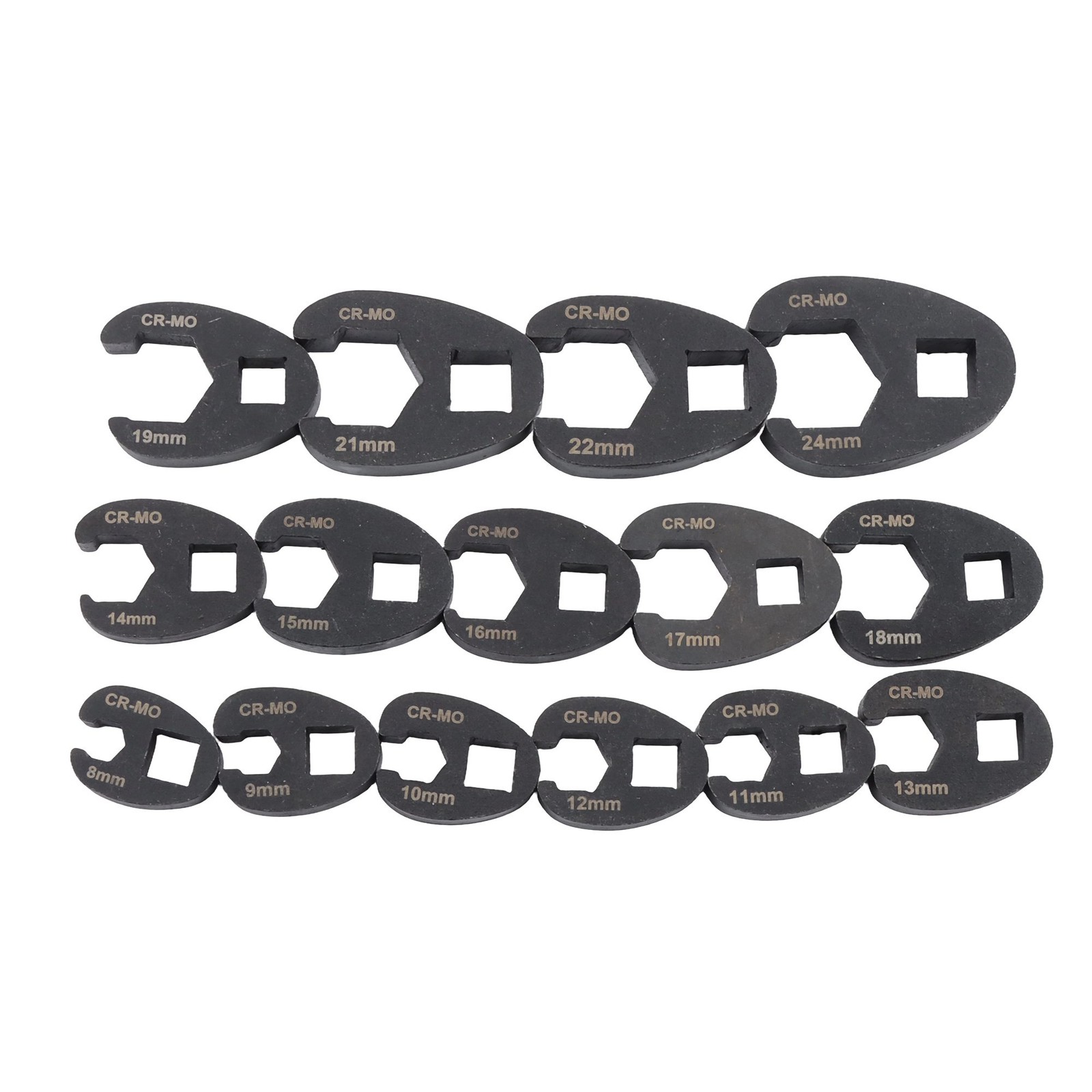 For 8 to 24 mm Nuts 3/8″ and 1/2″ New 15Pcs Crowfoot Flare Nut Wrench Set Metric