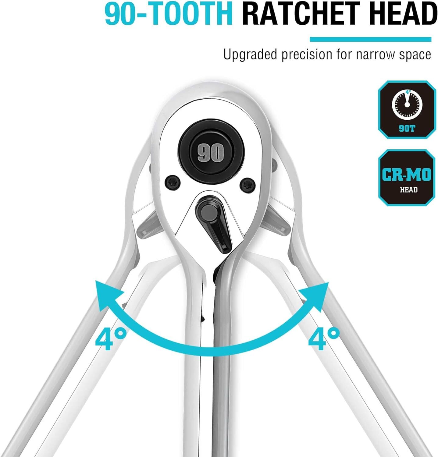 DURATECH 1/2″ Drive Extendable Ratchet Handle 90-Tooth Quick-Release Alloy Steel