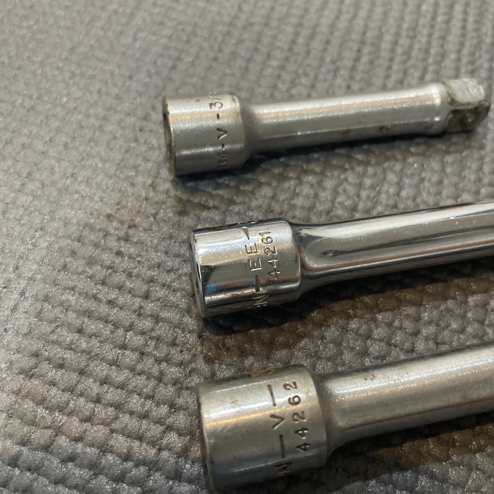 VINTAGE CRAFTSMAN ⅜” DRIVE EXTENSIONS 3,6,10” LONG AND ADAPTER 4256 MADE IN USA