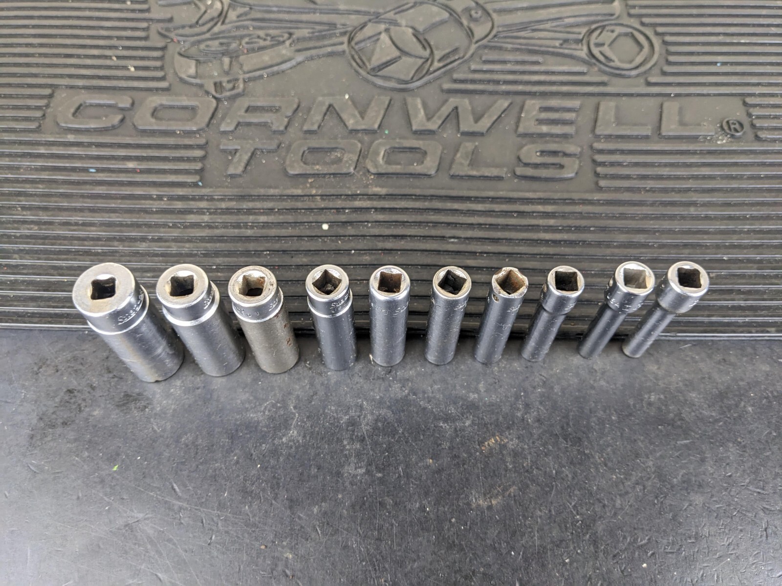 #bg158 Snap On Tools 1/4″ Drive 10 Pc SAE Deep 6 Pt Socket Set 110STMY