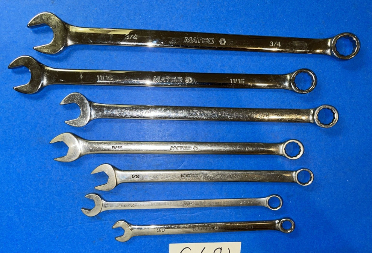 MATCO TOOLS 7 PIECE SAE COMBINATION EXTRA LONG 12 POINT WRENCH SET 3/8 TO 3/4