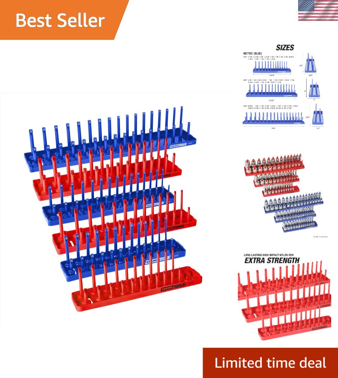ABS Plastic 6-Piece Socket Tray Organizer Set – Perfect for Workshop or Garage