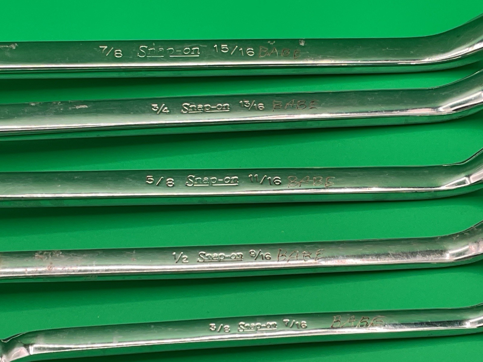 SNAP ON SAE 12pt Box End Offset Wrench Set 15/16″ to 3/8″ XB2830-XB1214 NICE