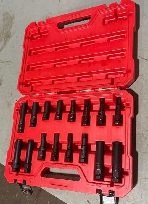 16pc Locking Lug Nut Socket Master Key Set Wheel Hex Star Spline Fluted