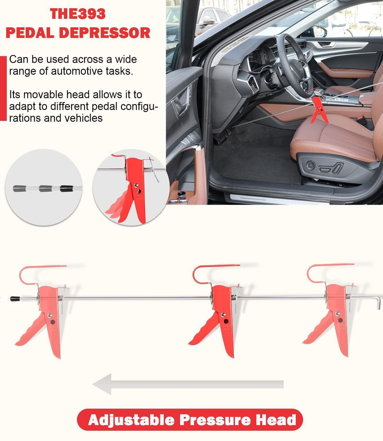 THE393 36″ Brake Pedal Depressor For Car Testing, Repairing & Auto Maintenance