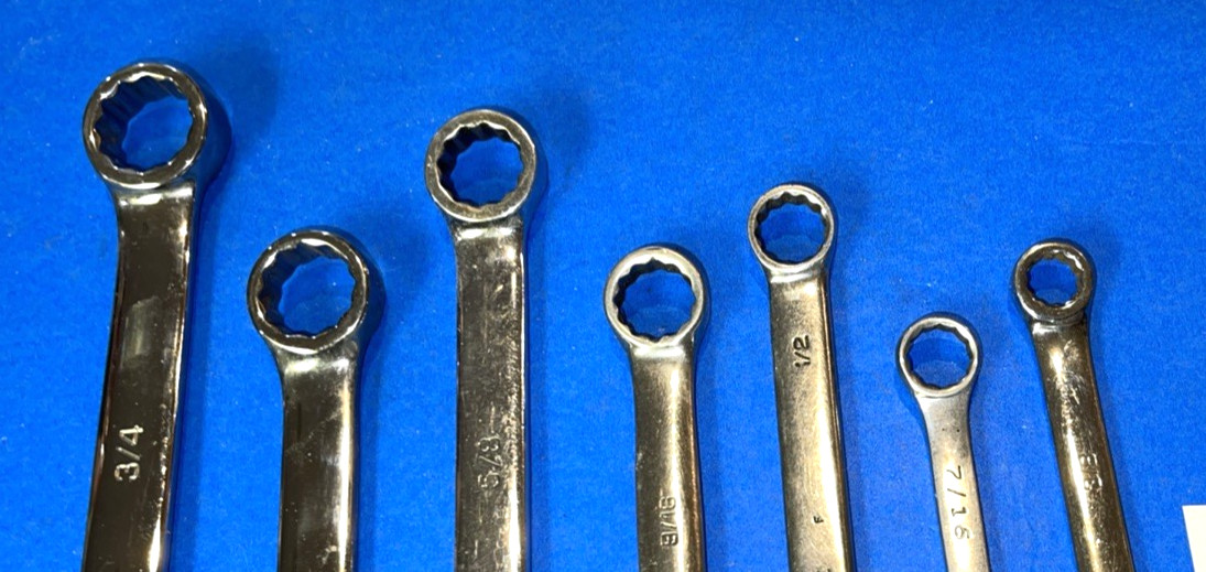 MATCO TOOLS 7 PIECE SAE COMBINATION EXTRA LONG 12 POINT WRENCH SET 3/8 TO 3/4