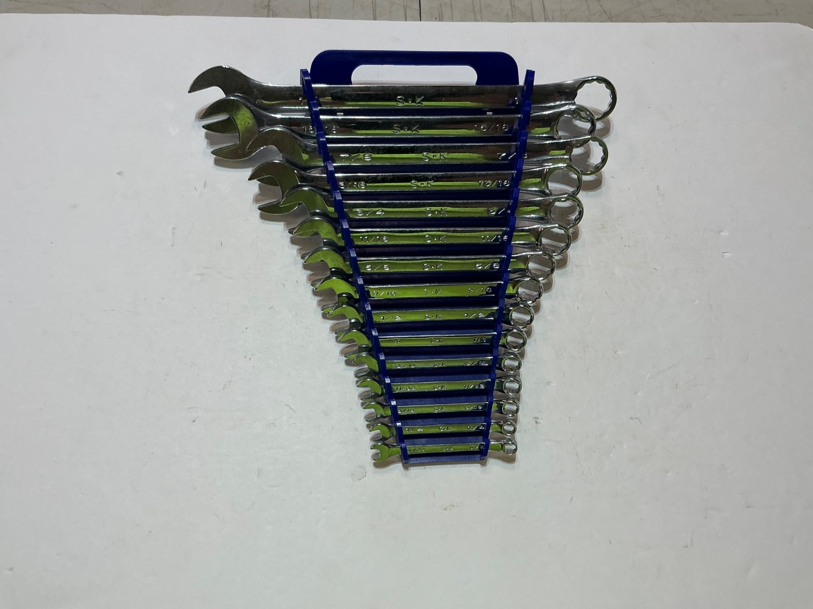 S-K tools 15 pc SuperKrome SAE combination wrench set 1/4” to 1” USA made