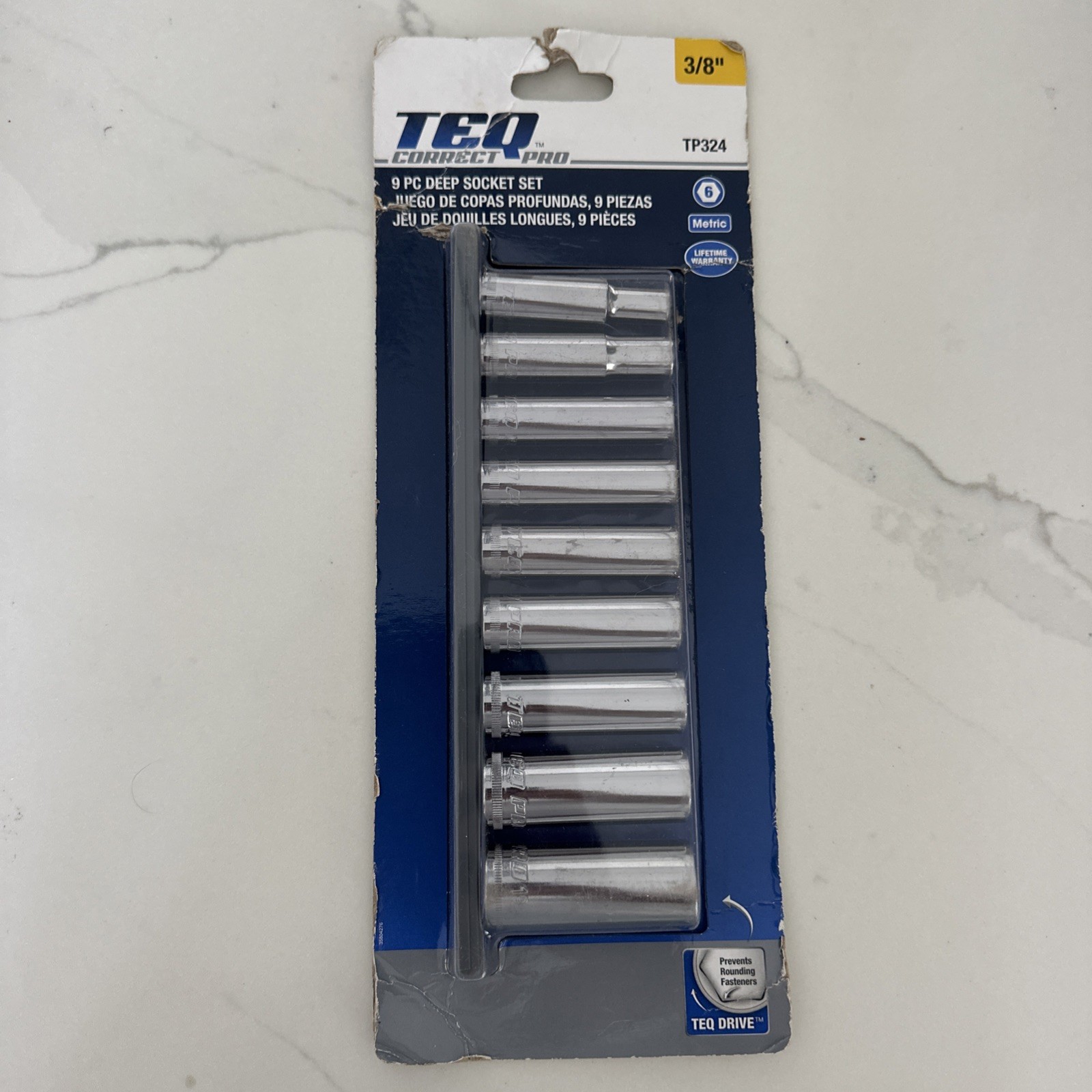 TEQ Correct By Gearwrench Deep Socket Set, Metric, 3/8 Drive, 9PC 8-19mm New