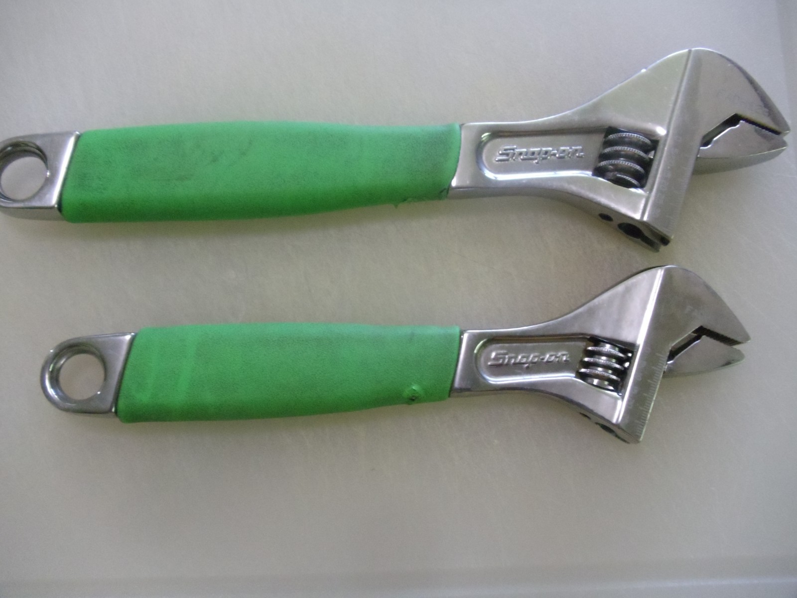 Snap-on adjustable wrenches 12 inch and 10 inch green good condition