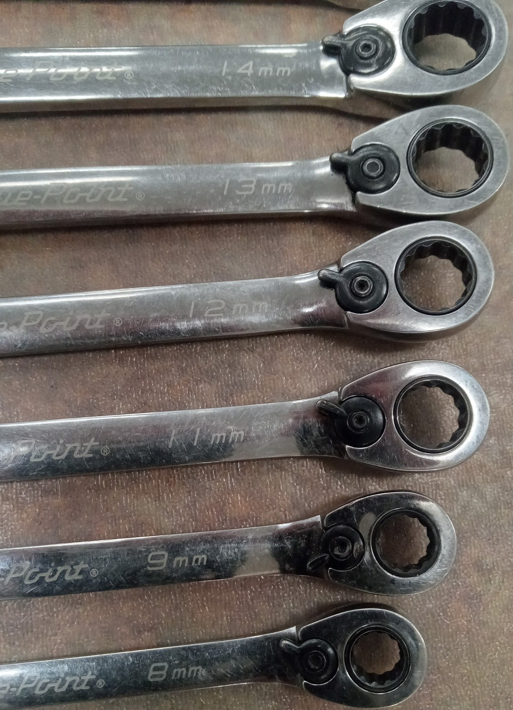 BluePoint Snapon 11 Pc 12pt Metric 15° Offset Ratcheting Combo Wrench BOERM Set