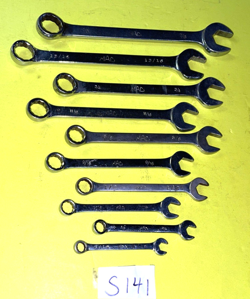 MAC TOOLS 10 PIECE SAE. STANDARD COMBINATION WRENCH SET 12 POINT 5/16 TO 7/8