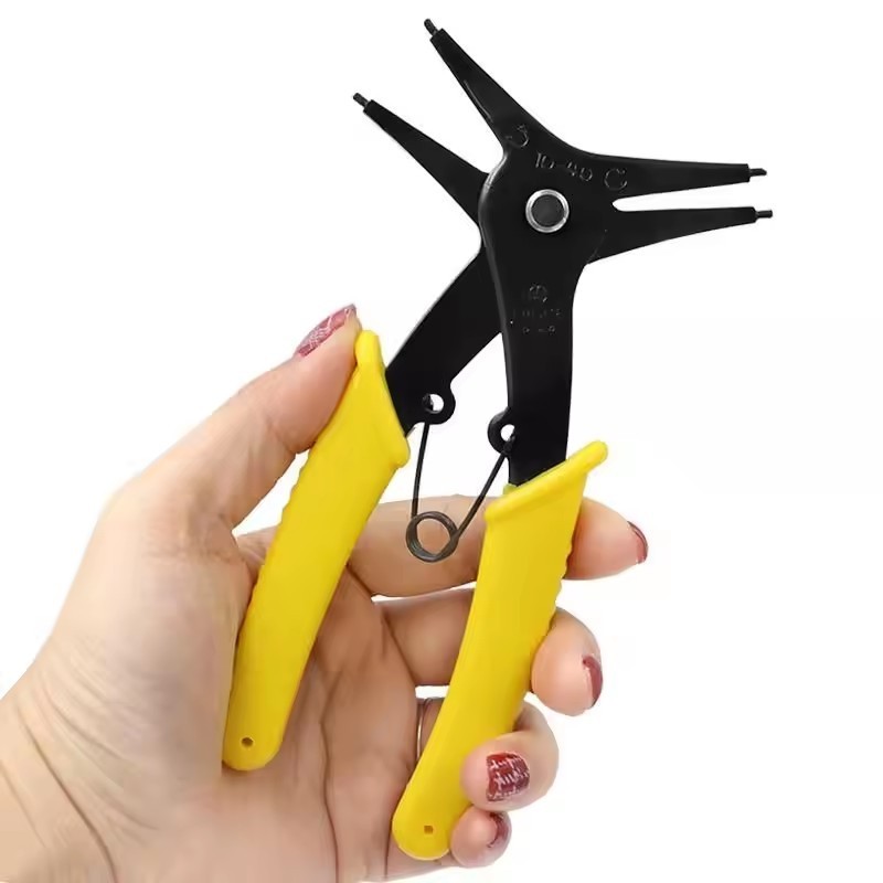 2-In-1 Spring-loaded Plier Dual-purpose Snap Rings Mounting And Dismounting Tool