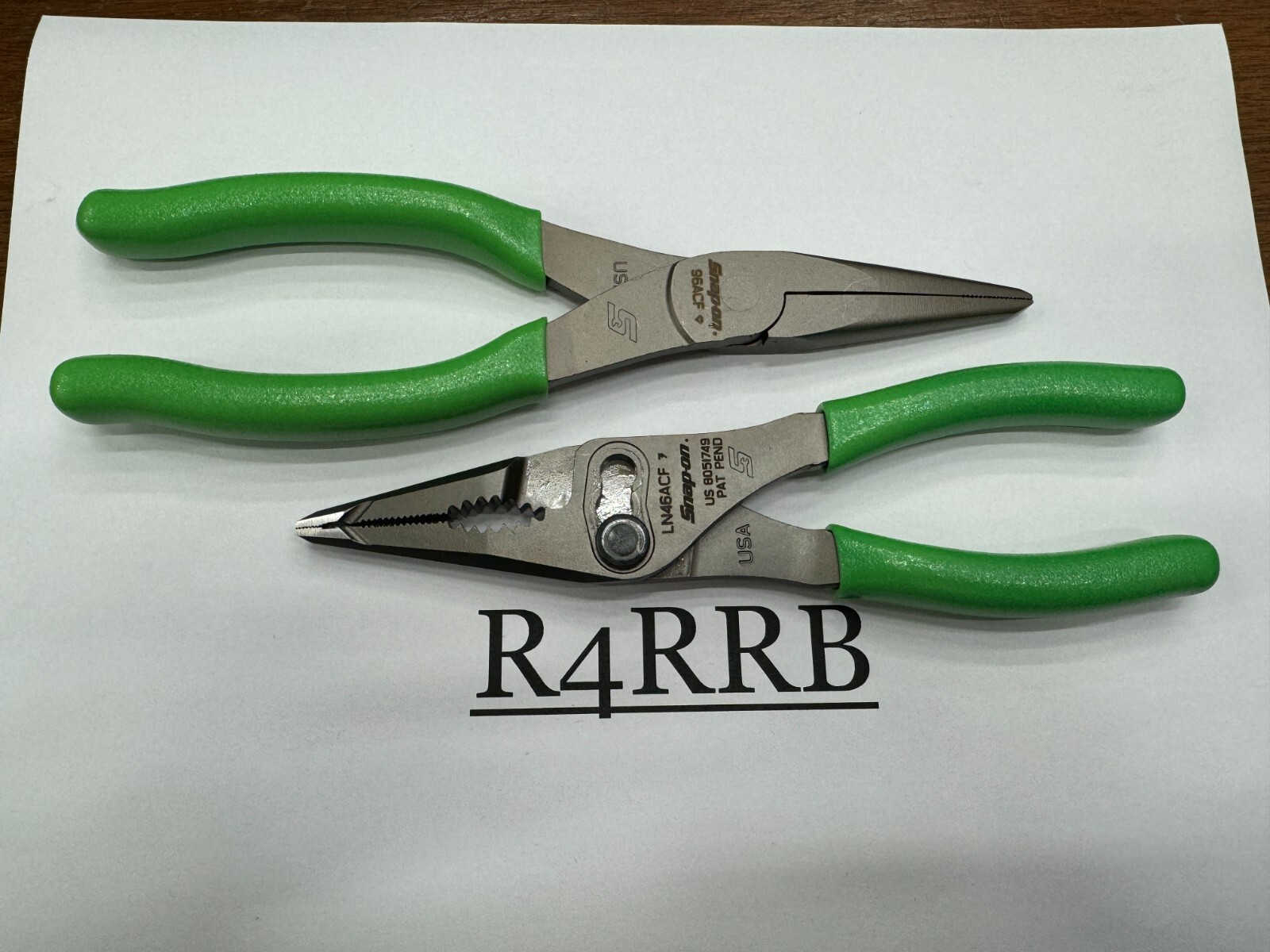Snap-on Tools NEW 2PC GREEN Soft Grip Long Nose Pliers Lot Set 96ACFG LN46ACFG