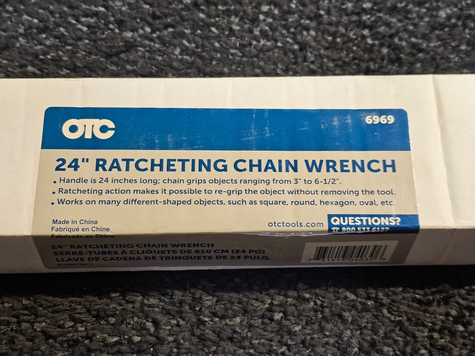 OTC Tools 6969 24″ Ratcheting Chain Wrench 3 to 6-1/2 in Chain Adjustment Range