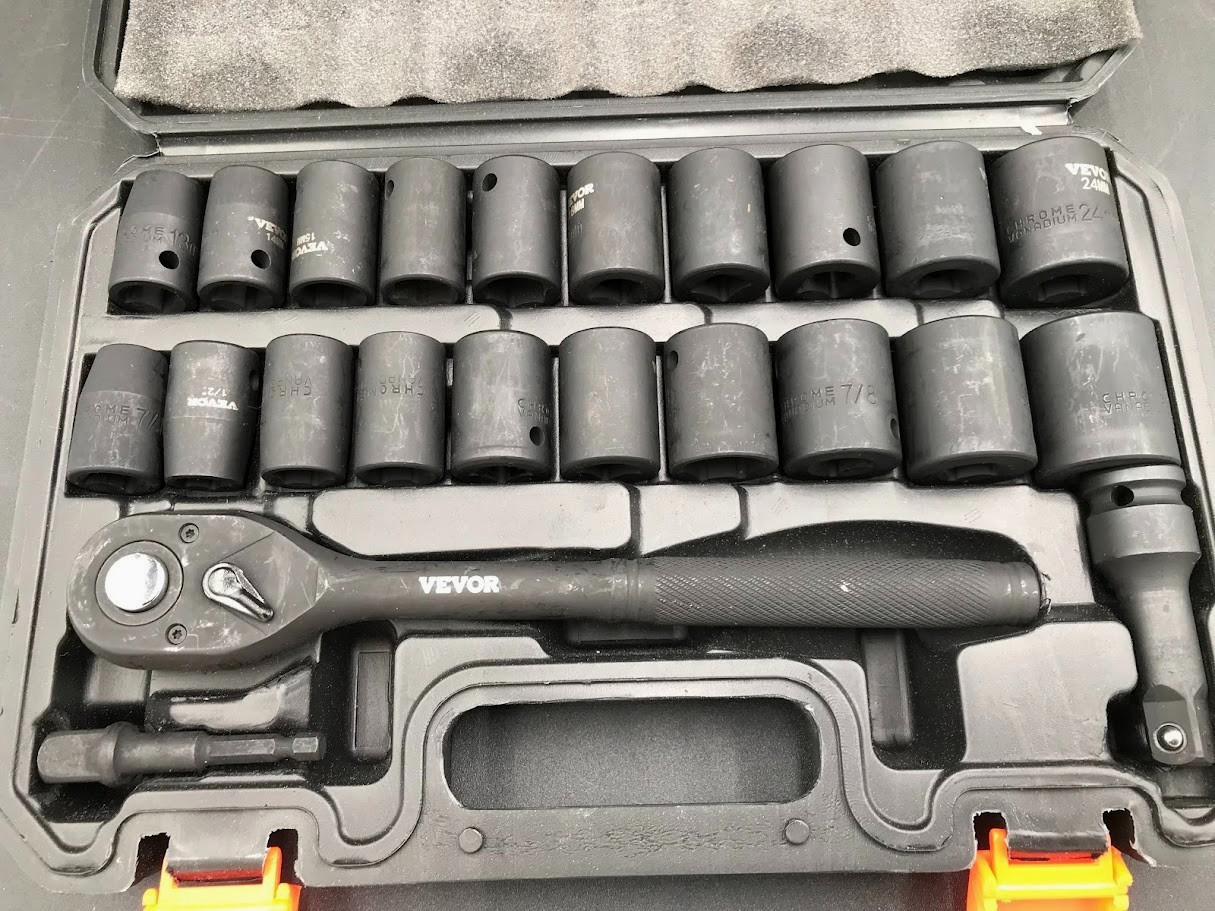 VEVOR SS213823A 1/2 in Drive Impact Socket Set 23 Pieces SAE (7/16″ -1″)