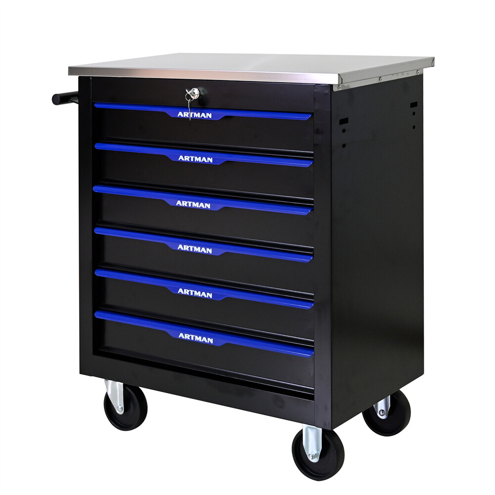 6 Drawers Rolling Tool Box Cart Tool Storage Cabinet Steel Tool Chest w/ Wheels