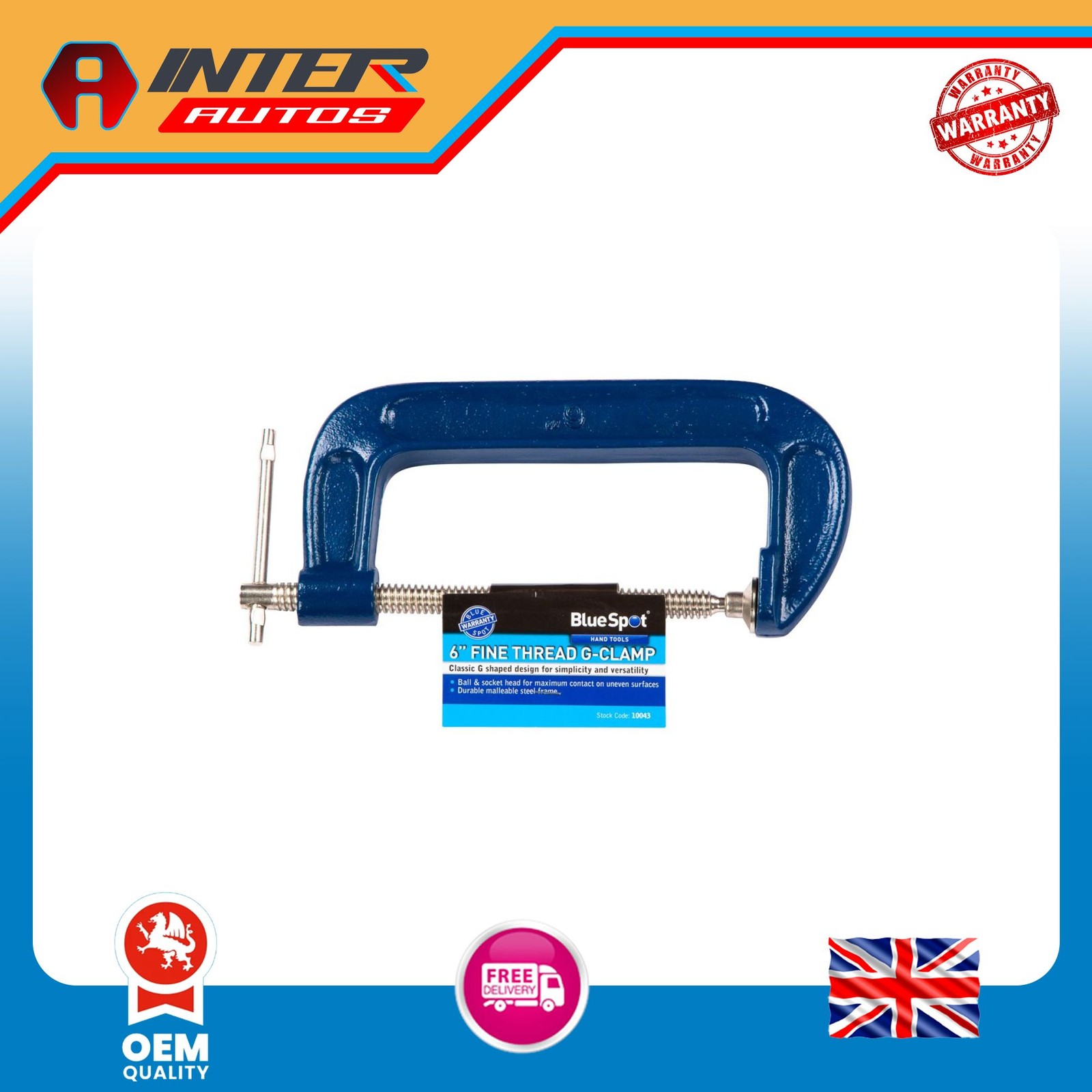 Blue Spot Tools 150MM (6″) Fine Thread G-Clamp
