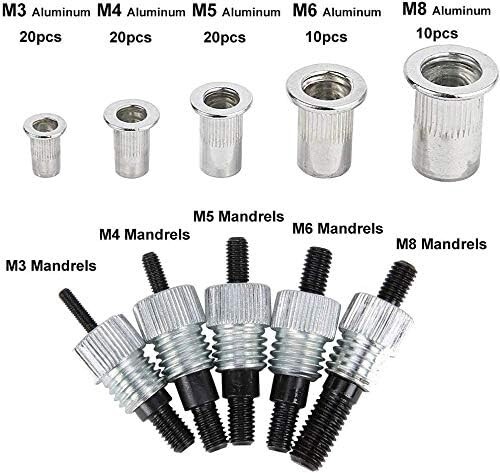 86Pc Threaded Nut Rivet Gun Insert Tool Riveter Rivnut Setter Riveting Kit M3-M8