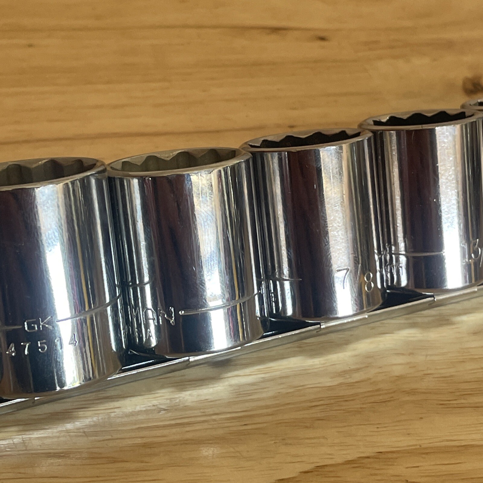 NOS Craftsman 7/16 – 1-1/4” Socket Set 1/2” Drive 12 Pt Inverted G2 GK USA 14pc