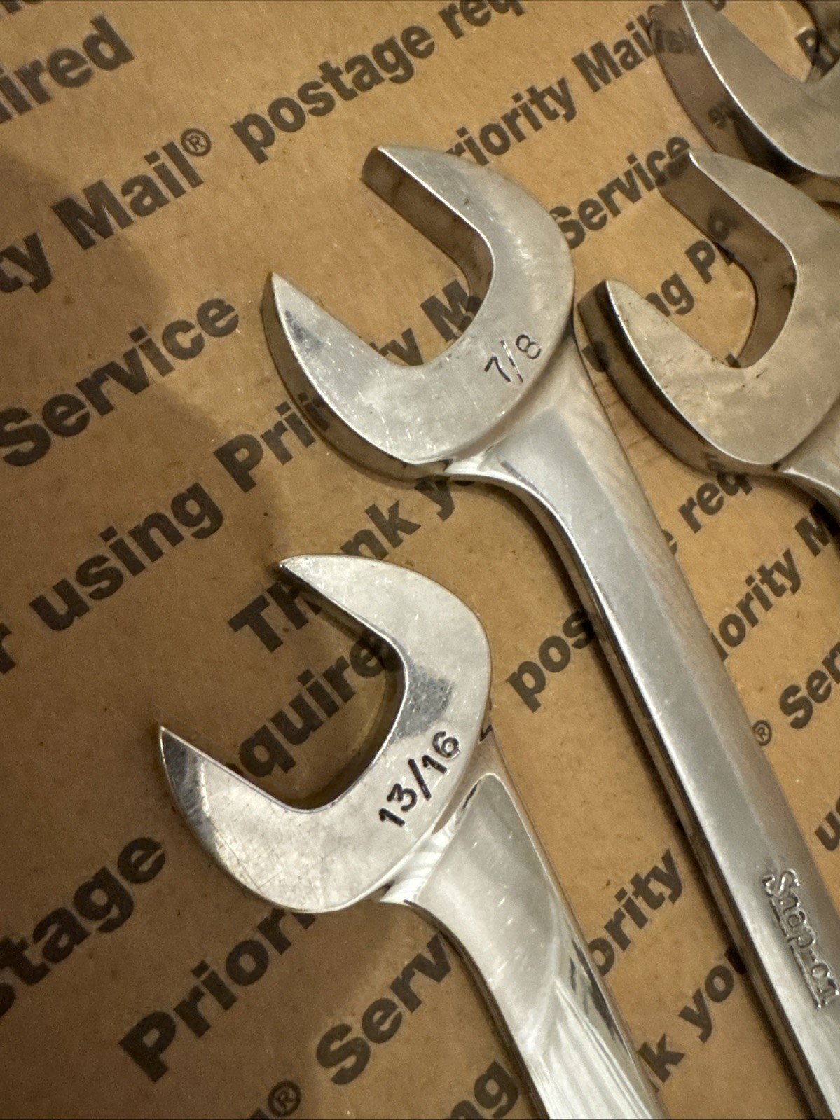 Snap-on 4Pc 4 Way Angle Head Open End Wrench Set 13/16, 7/8, 15/16, 1in