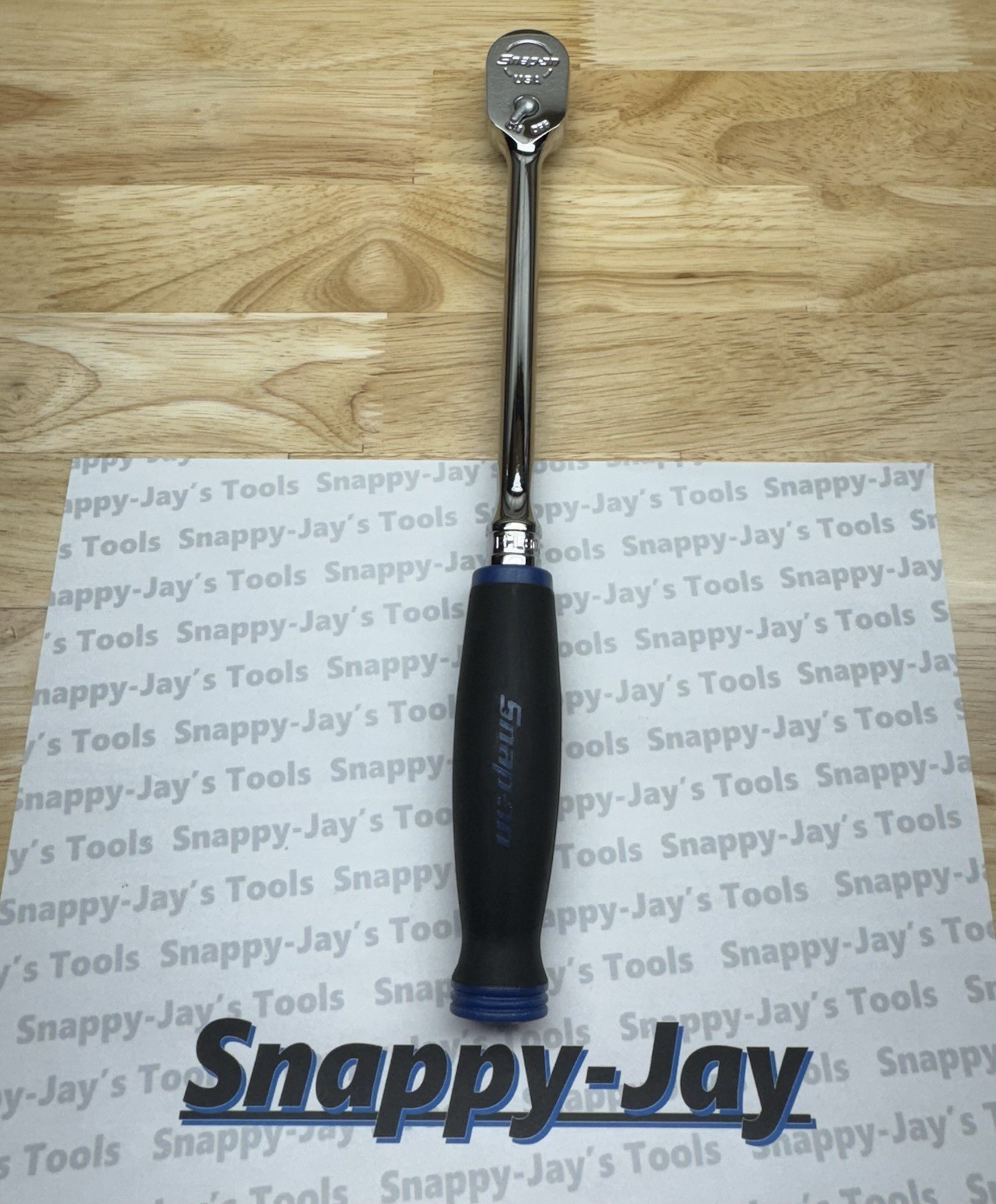 Snap-on Tools USA NEW 3/8″ Drive POWER BLUE Soft Grip LONG Fixed Ratchet FHL80MB