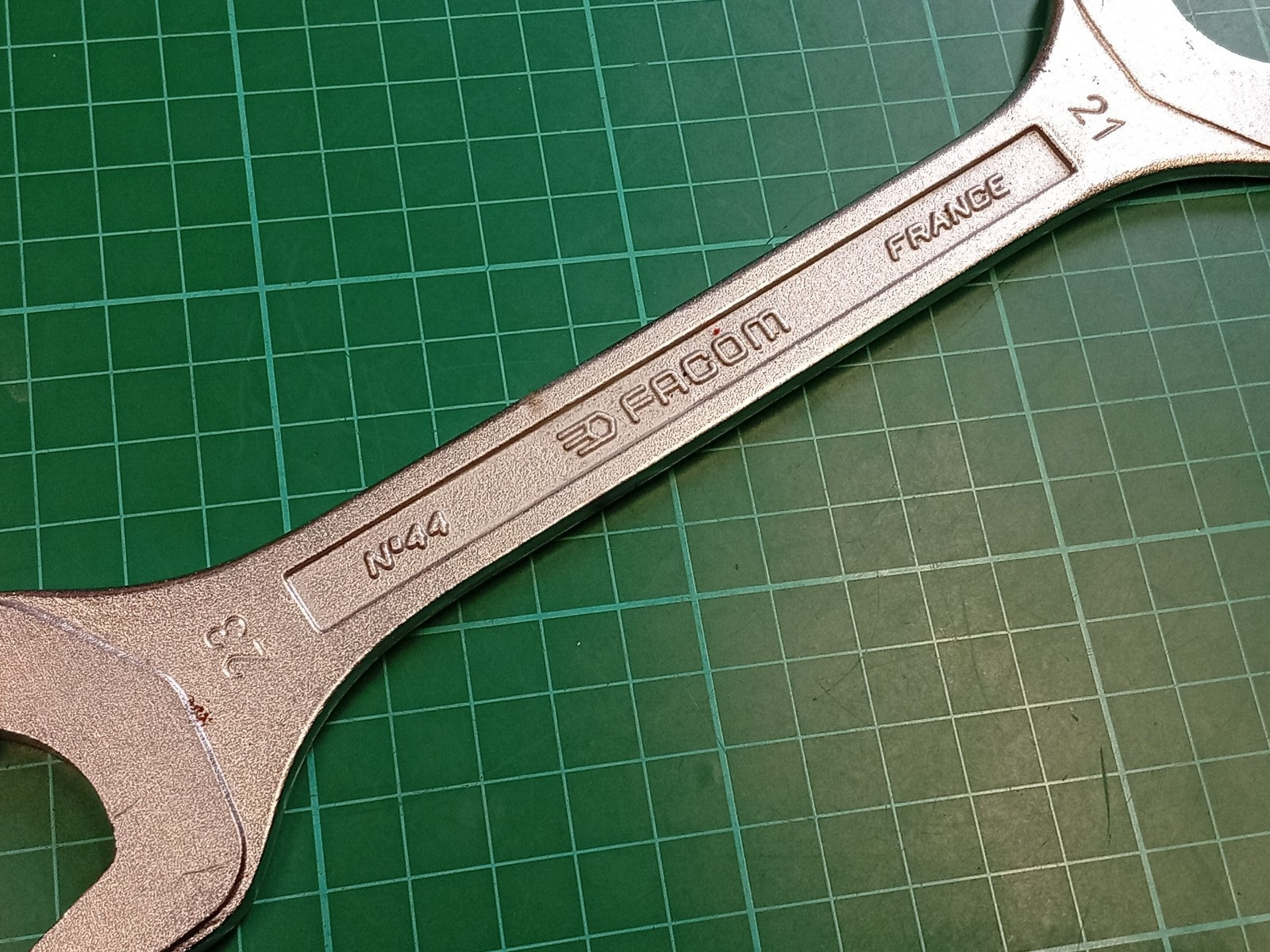 Facom No44, 21mm x 23mm, Vanachrome, Open Ended Spanner, Made In France