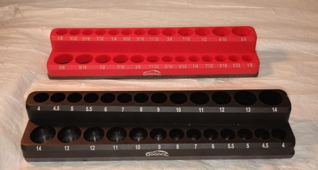 GOOACC 1/4″ Magnetic Socket Organizer, 2-Piece Socket Holder Tray