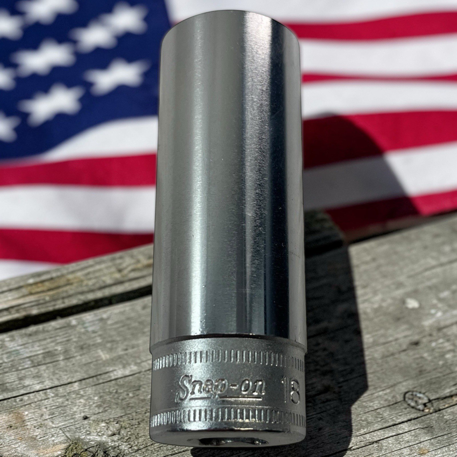 Snap-On Deep Socket 18mm SFSM18 3/8″ Drive 6 Pt Chrome As Pictured Mechanic Tool