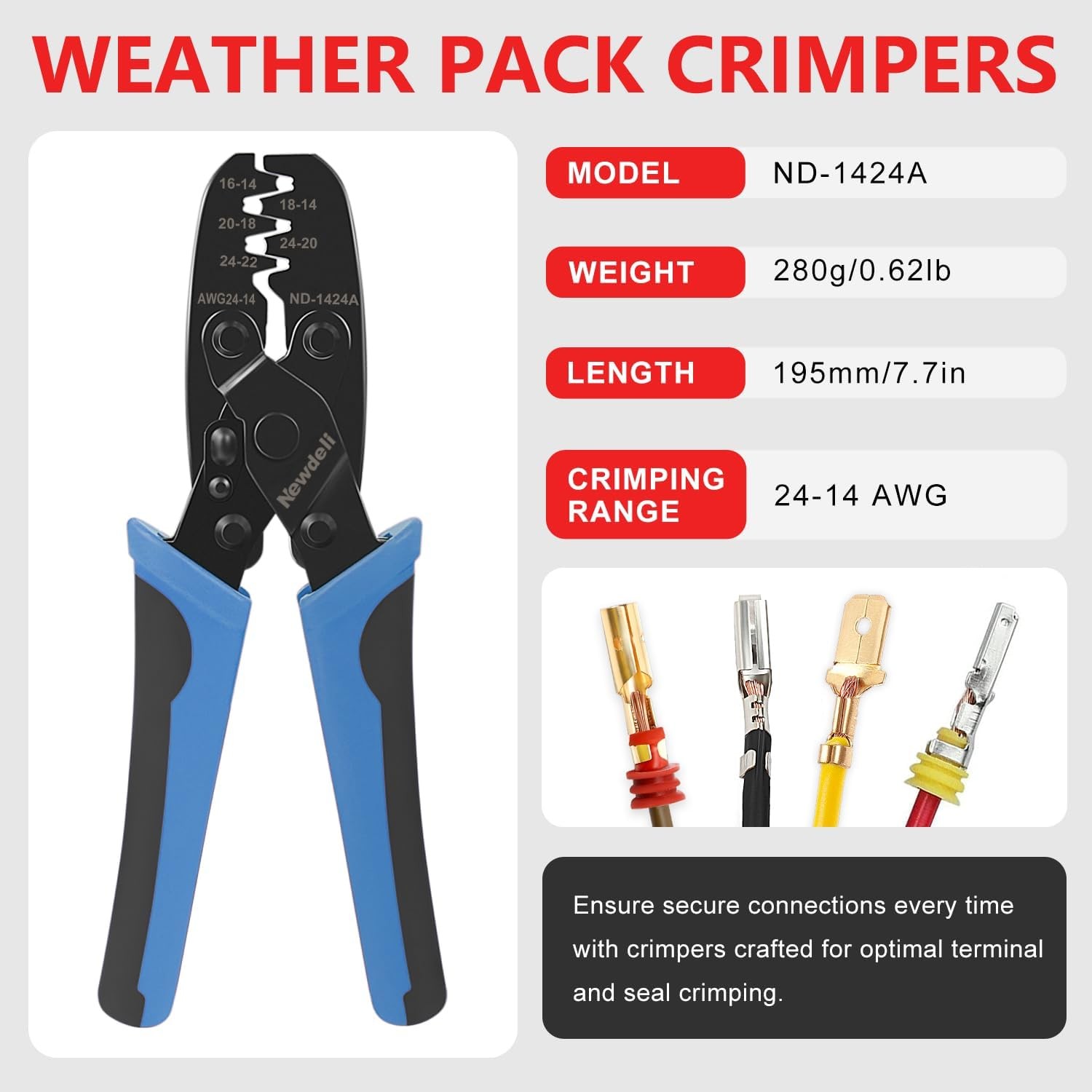 Newdeli Deutsch Crimp Tool Kit 8Pcs Connector Molex Black