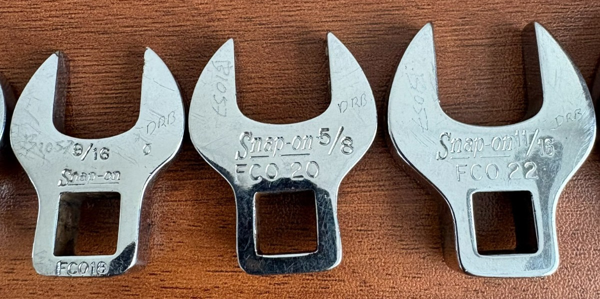 Snap On FCO12/14/18/20/22/24/26/30–3/8″ Drive SAE Open-End Crowfoot Wrench Set