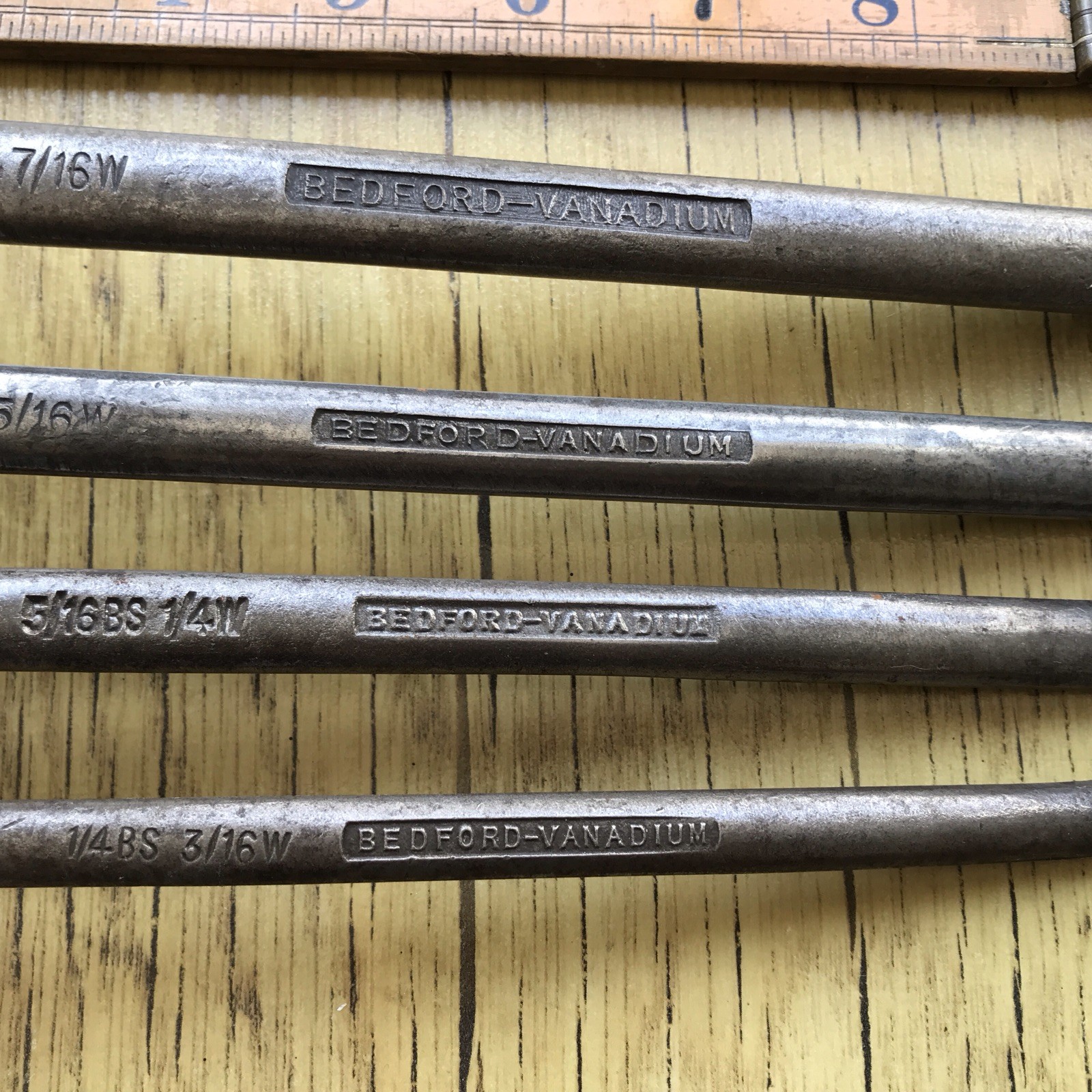 4 Vintage Bedford 1950s Ring Spanner’s 7/16” To 1/8” Whitworth. No 4.