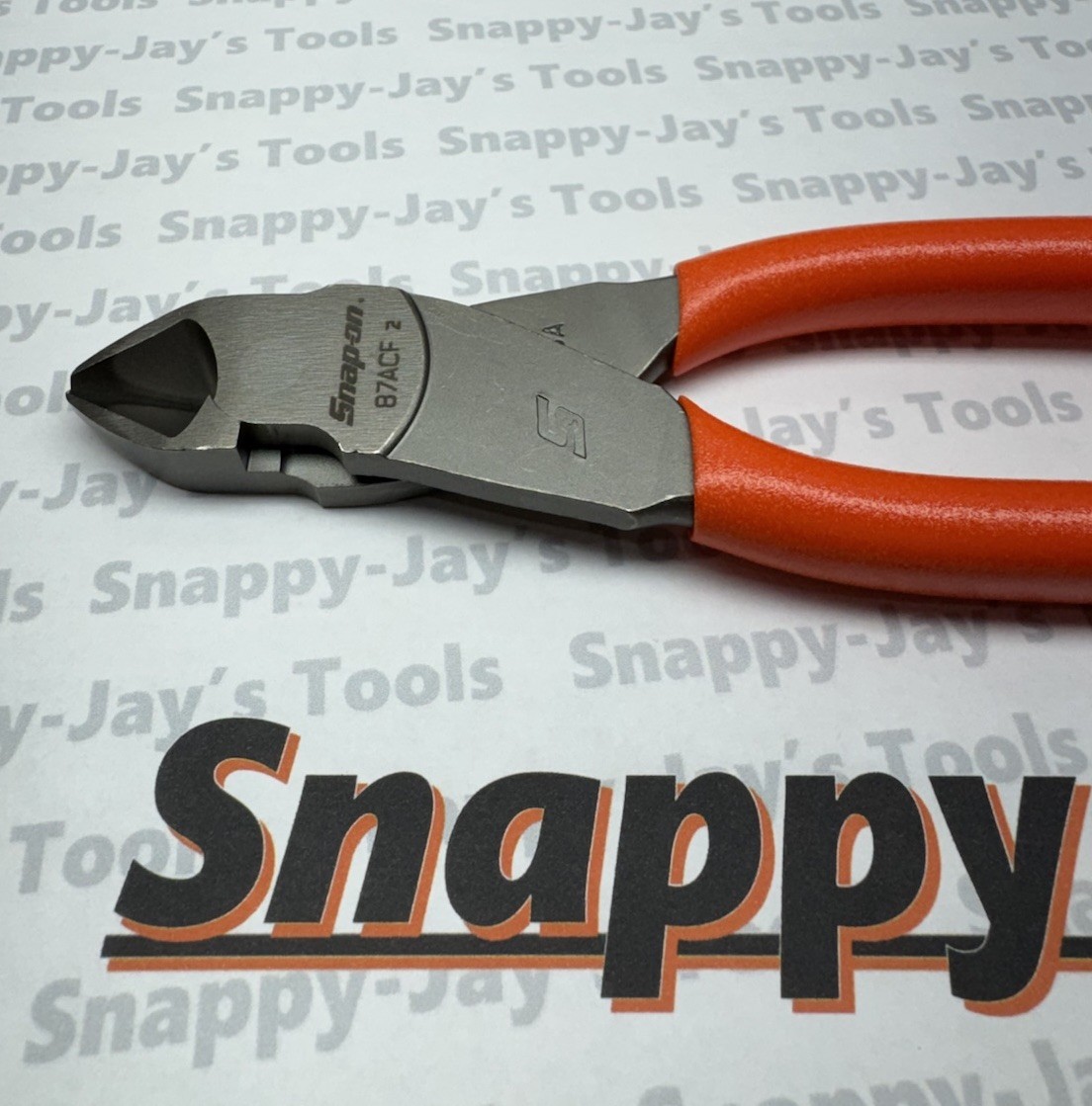 Snap-On Tools USA NEW ORANGE Soft Grip 7″ VECTOR EDGE Diagonal Cutter 87ACFO