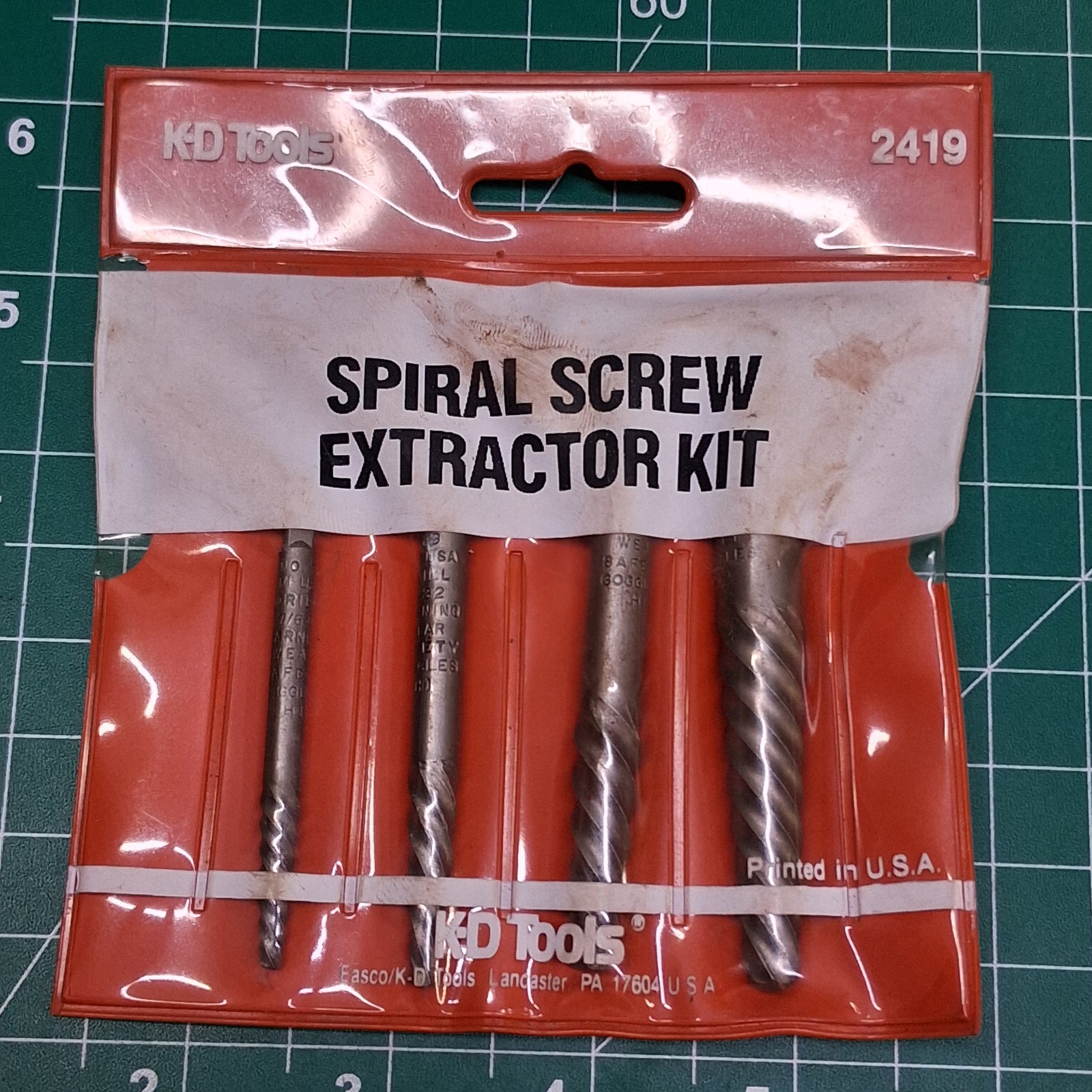 Vintage K-D Tools 2419 Spiral Fluted Twist Bolt Screw Extractor Bit 4-Piece Set