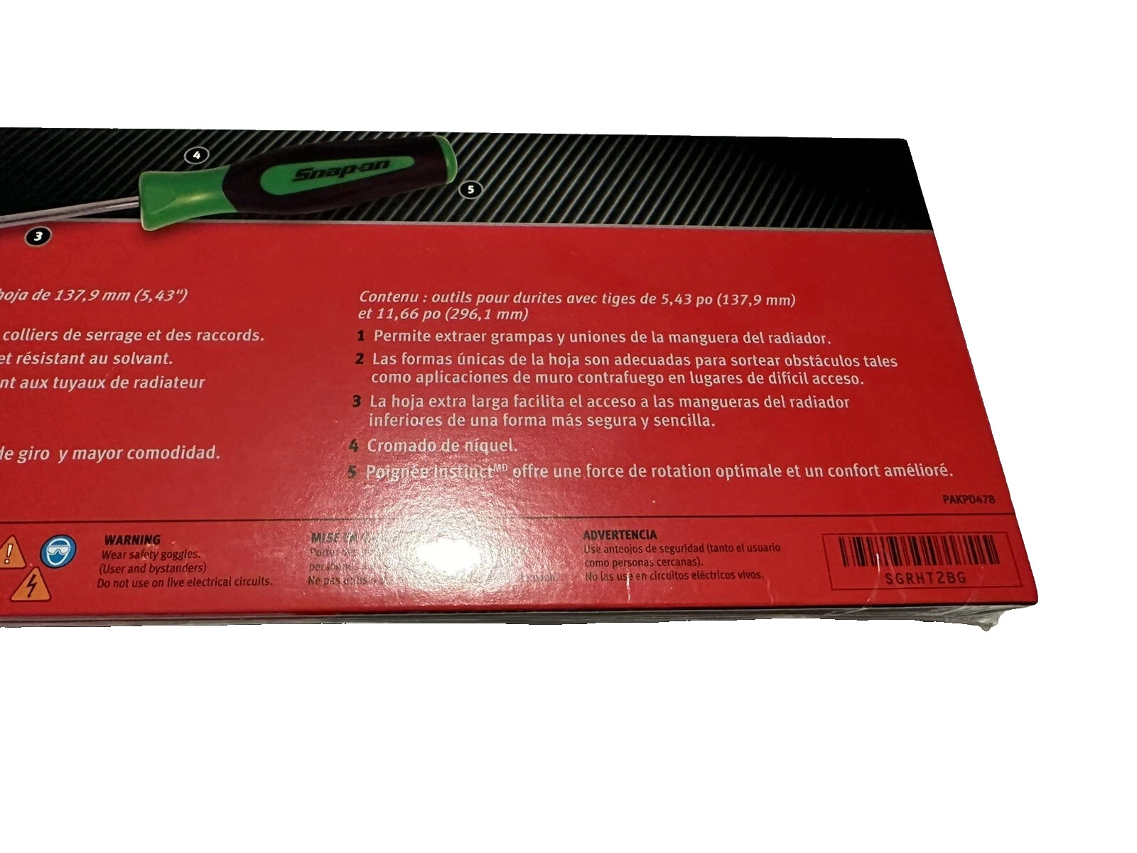 SNAP ON TOOLS USA SGRHT2BG 2pc Radiator Hose Pick Set Green New Sealed Free Ship