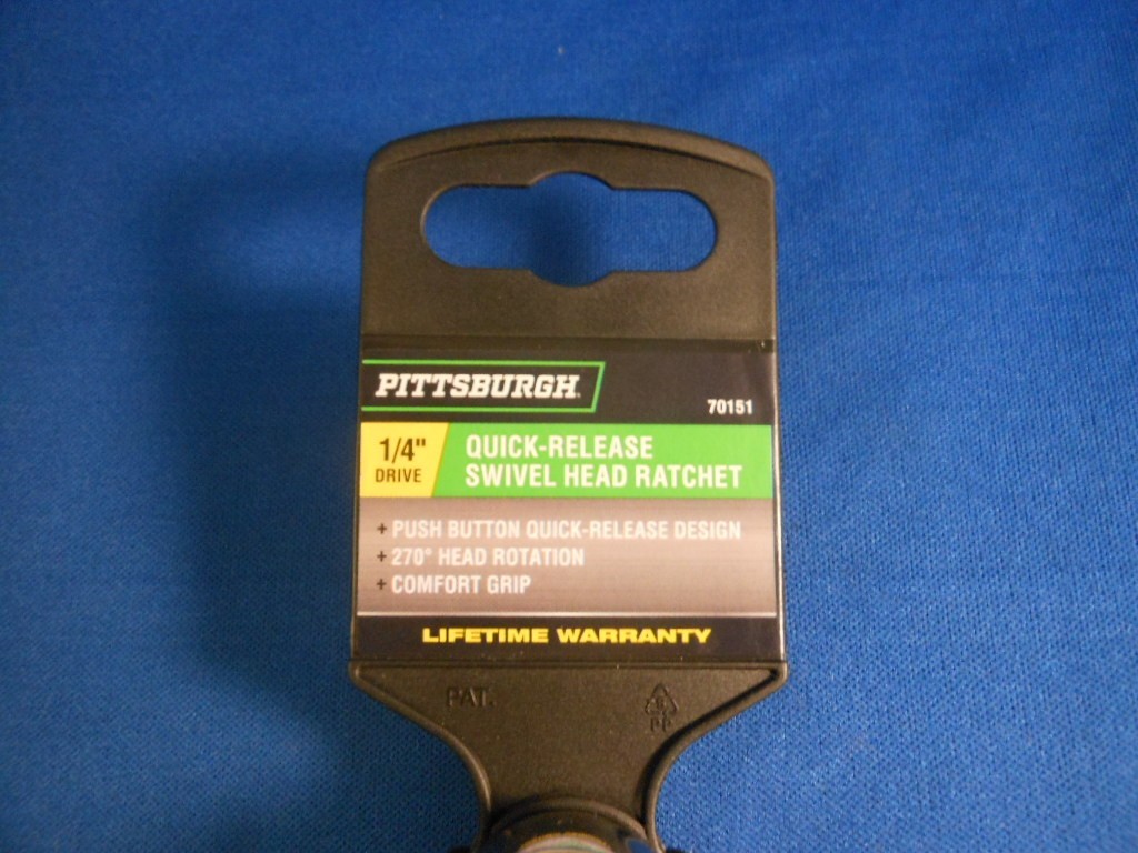 New PITTSBURGH 1/4” Drive Quick Release Swivel Roto Head Ratchet 70151 Green