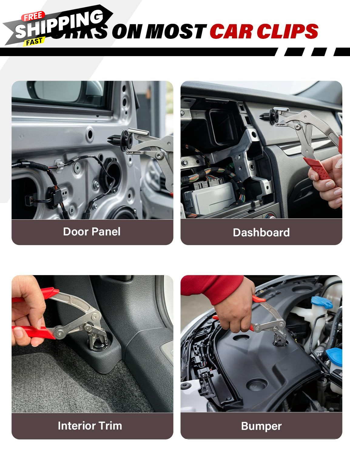 Car Clip Pliers, Damage-Free Removal Pliers for Plastic Push Pins, Red