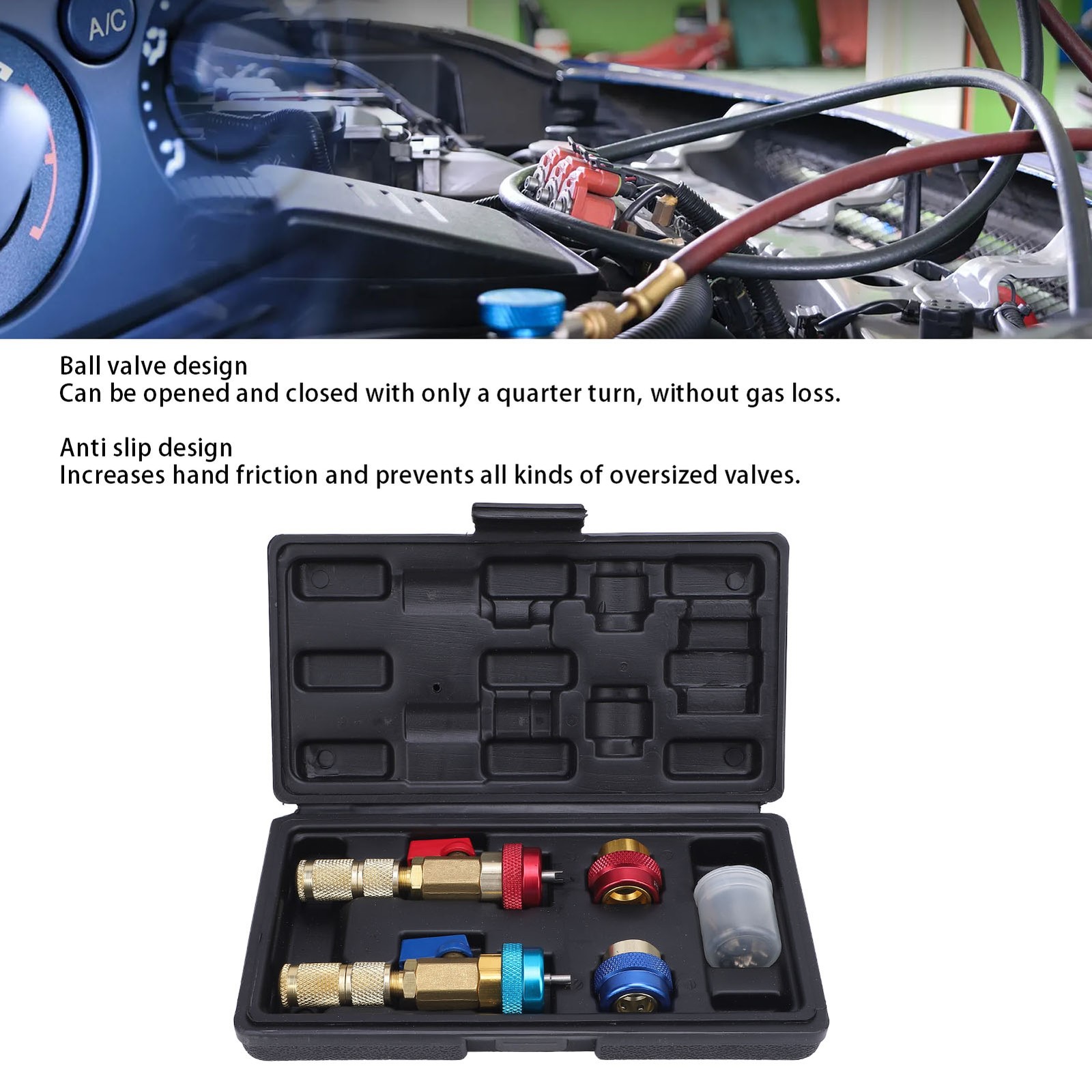 R134A Valve Core Quick Remover Installer Kit Stainless Steel Brass High Low FXMC
