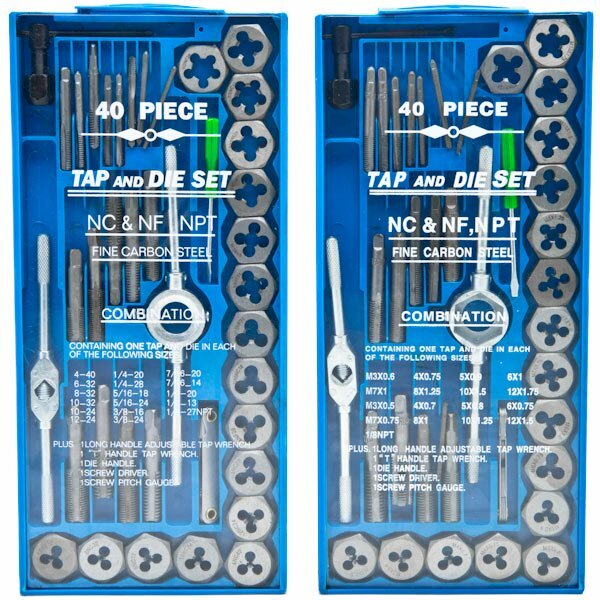 80 pcs Tap and Die Set 40pc Metric and 40pc SAE Thread Renewing Tools MM/SAE