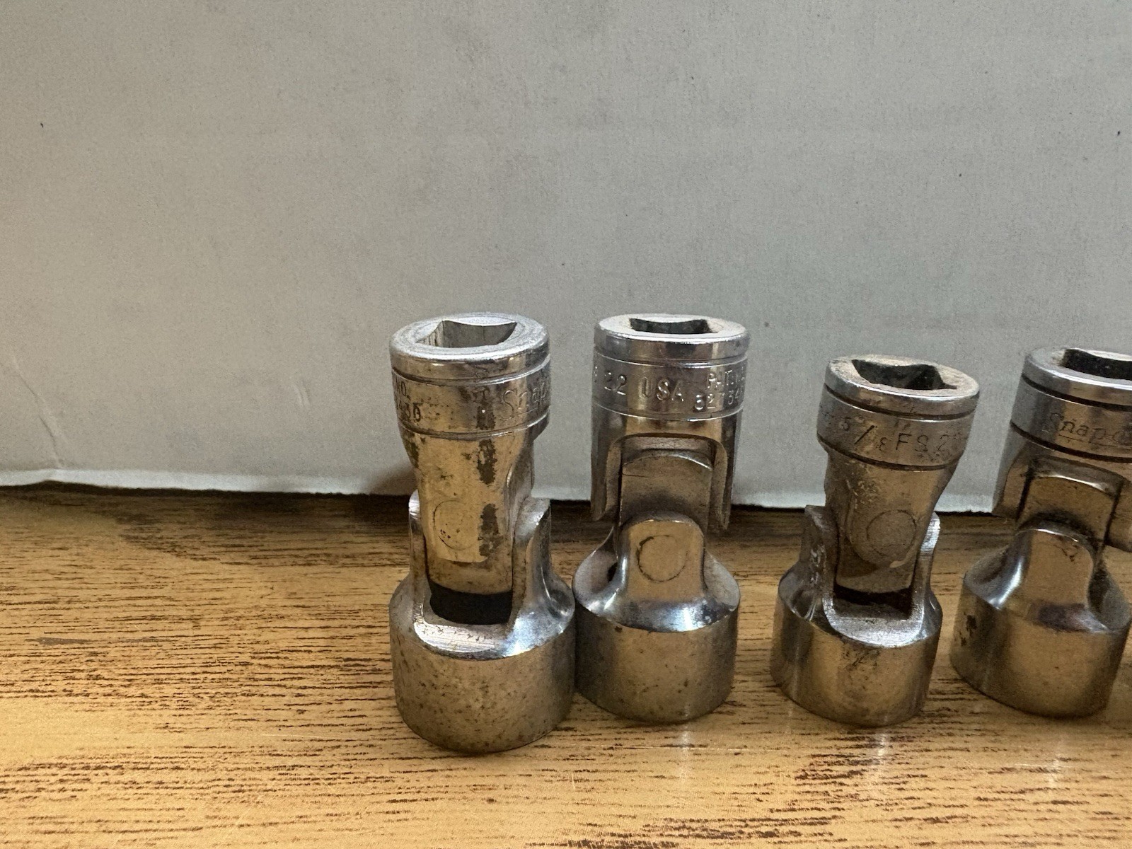 snap on socket set 1/2 Lot Of 6 Swivel Sockets Snap On SAE Used See Pictures
