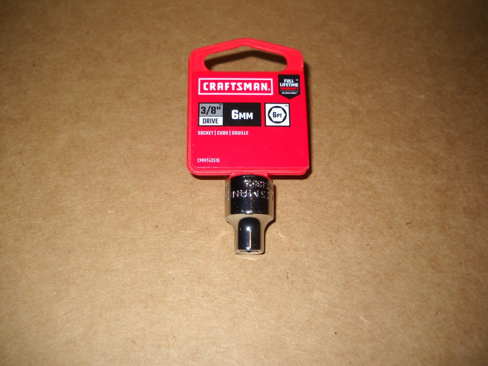 New Craftsman 3/8 Inch Drive 6MM 6 Point Standard Depth Socket New on Hanger