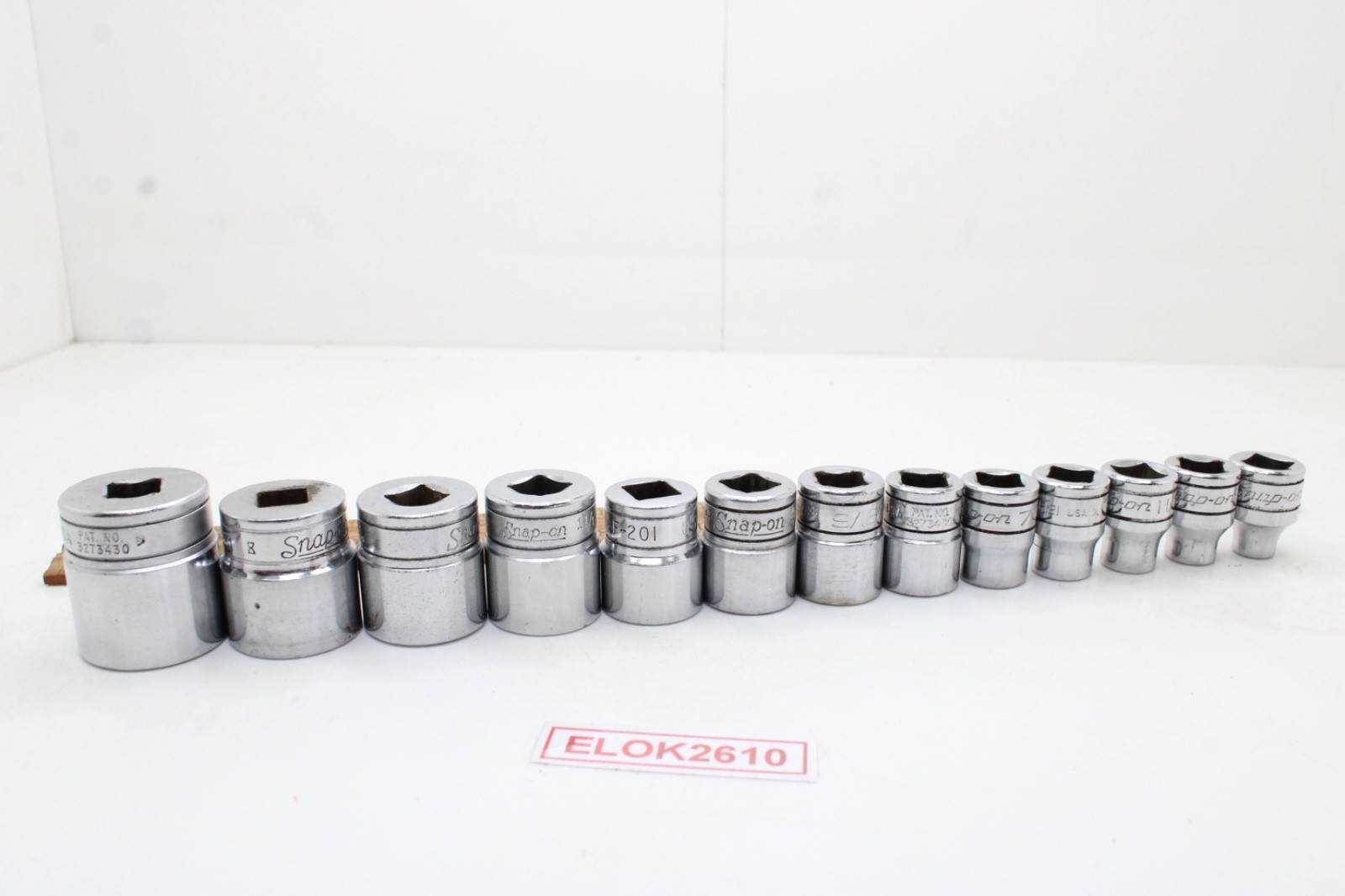 Snap-on F081 – F281 1/4-7/8″ 3/8″ Drive 12 Point 12 Piece SAE Chrome Set USA